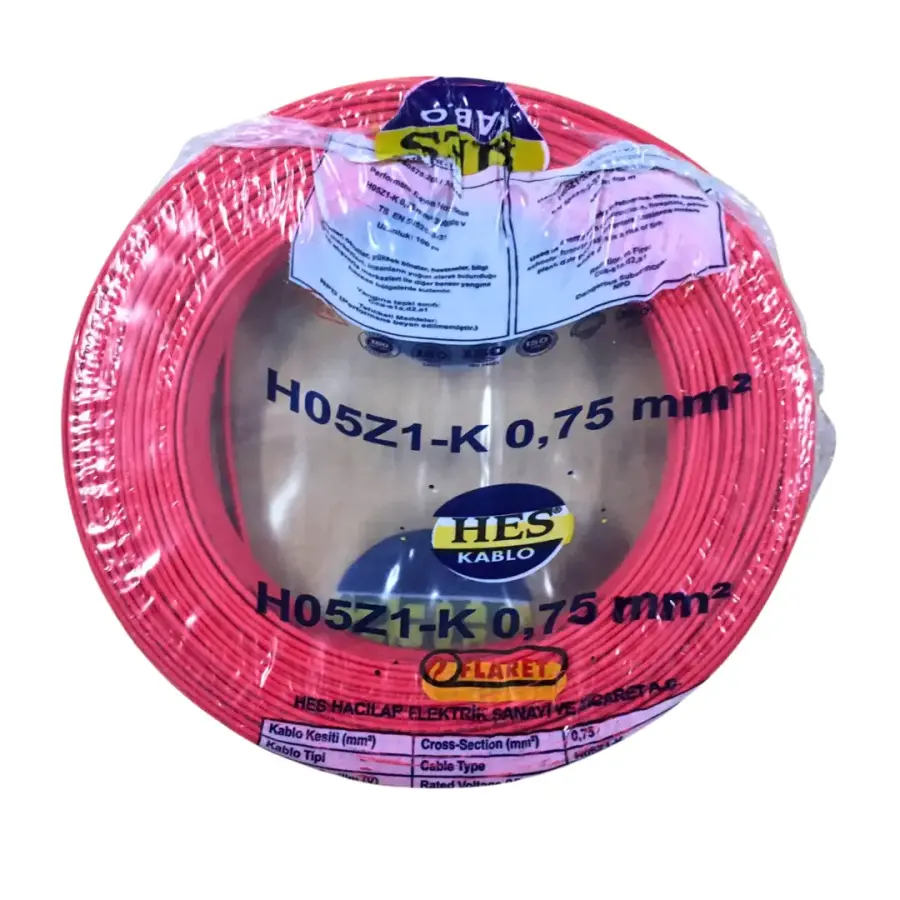 Hes Nyaf Kablo 0,75 Mm Kırmızı (H05z1-K) Halojen Free