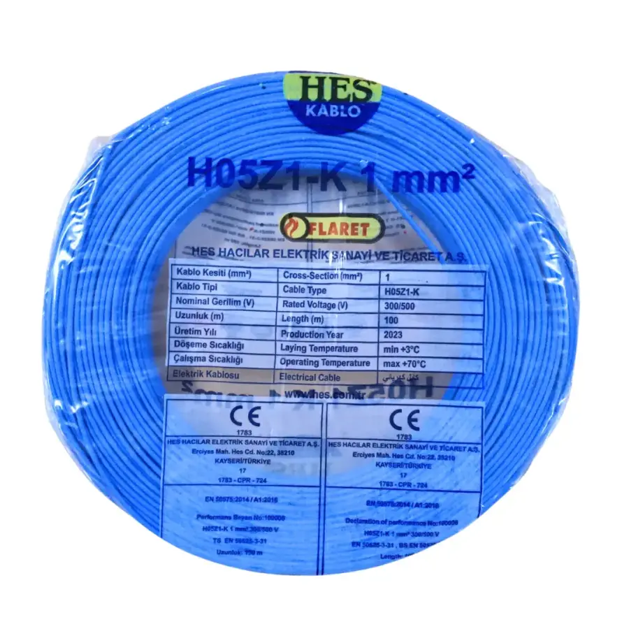 Hes Nyaf Kablo 1 Mm Mavi (H05z1-K) Halojen Free