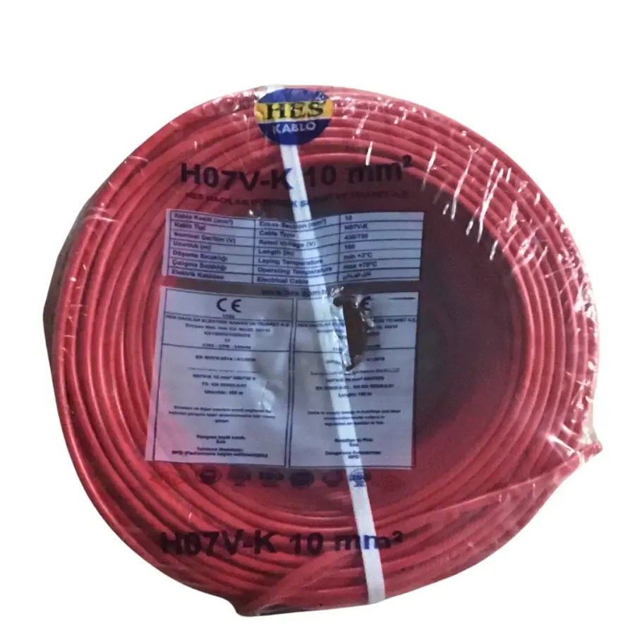 Hes Nyaf Kablo 10 mm² Kırmızı ( H07v-K )