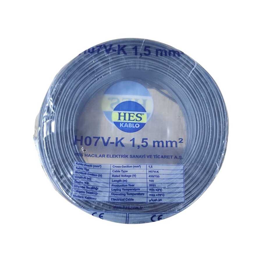 Hes Nyaf Kablo 1,5 mm² Siyah ( H07v-K )