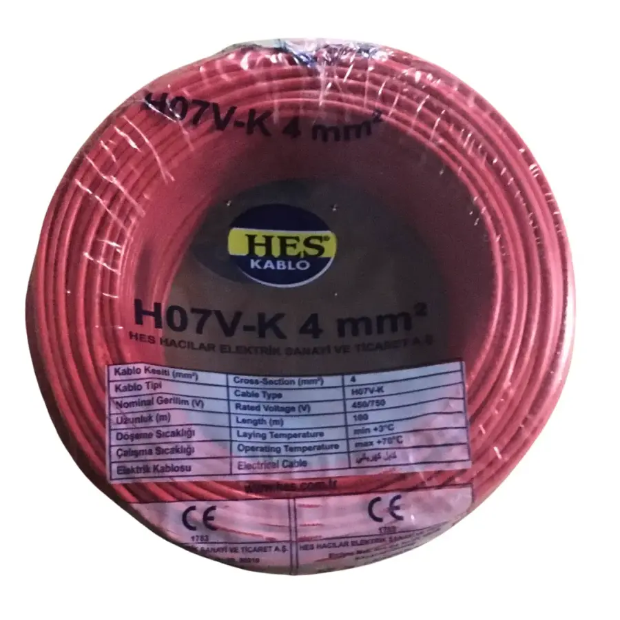 Hes Nyaf Kablo 4 mm² Kırmızı ( H07v-K )