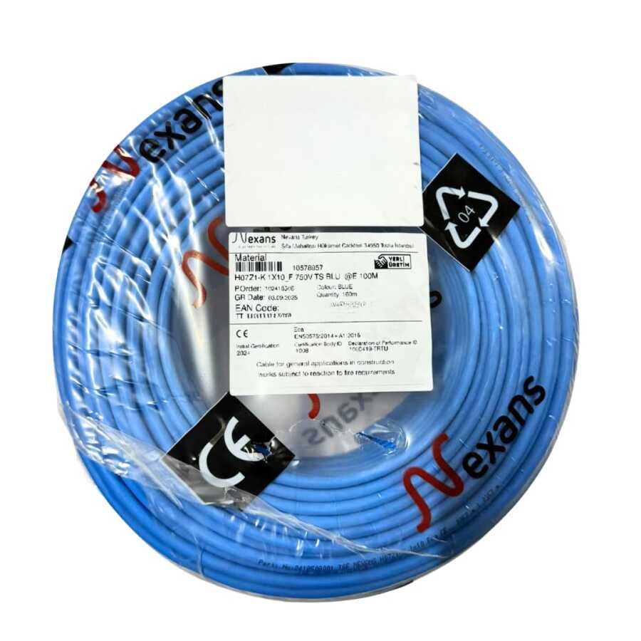 Nexans NYAF Kablo 10 mm² Mavi (H07Z1-K) Halogen Free 100'lük