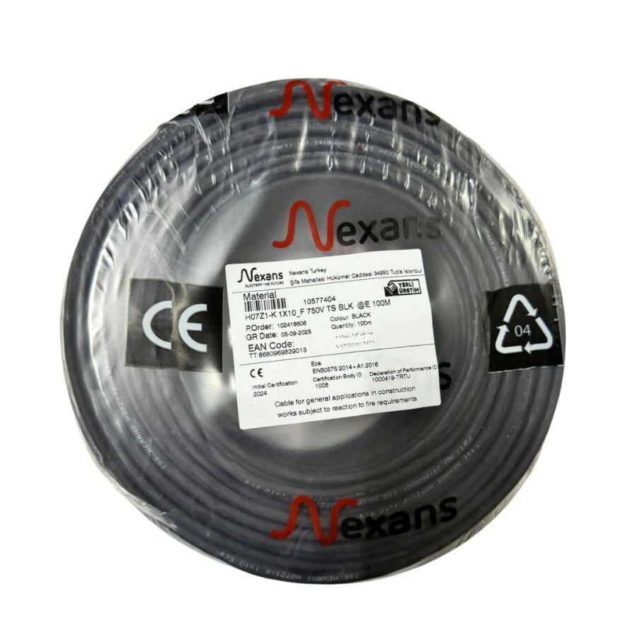Nexans NYAF Kablo 10 mm² Siyah (H07Z1-K) Halogen Free 100'lük