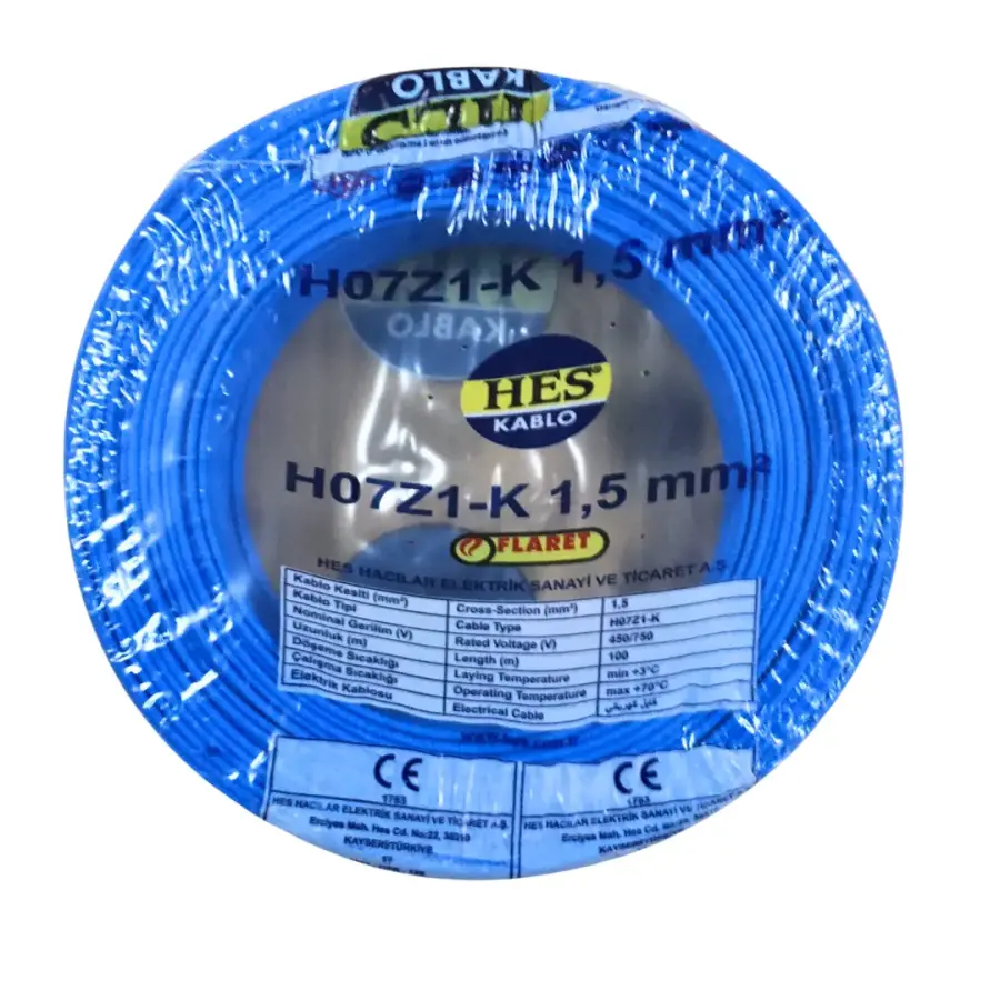 Hes Nyaf Kablo 1,5 Mm Mavi (H07z1-K) Halojen Free