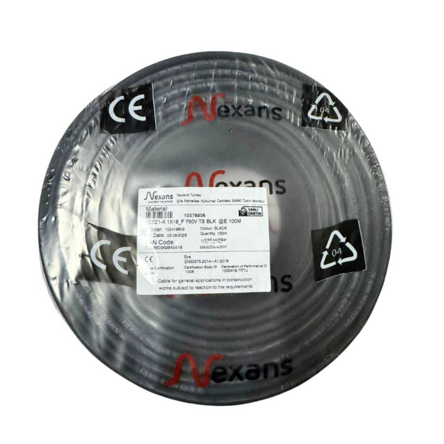 Nexans NYAF Kablo 16 mm² Siyah (H07Z1-K) Halogen Free 100'lük