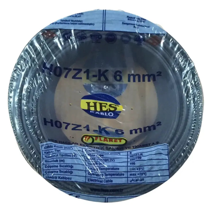 Hes Nyaf Kablo 6 mm² Siyah ( H07Z1-K )