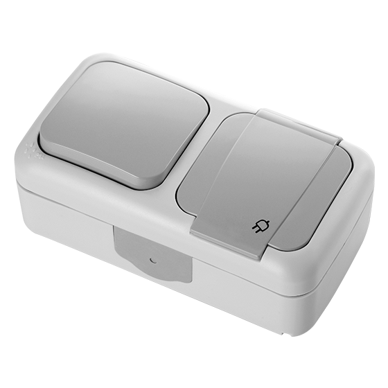 Viko Palmiye Gri Anahtar+Topraklı Priz Ç.B. Kombine Yatay 90555581