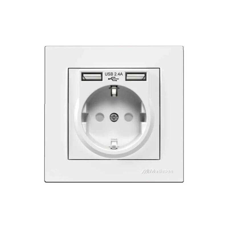 Mutlusan Rita İkili Usb li Topraklı Priz Beyaz
