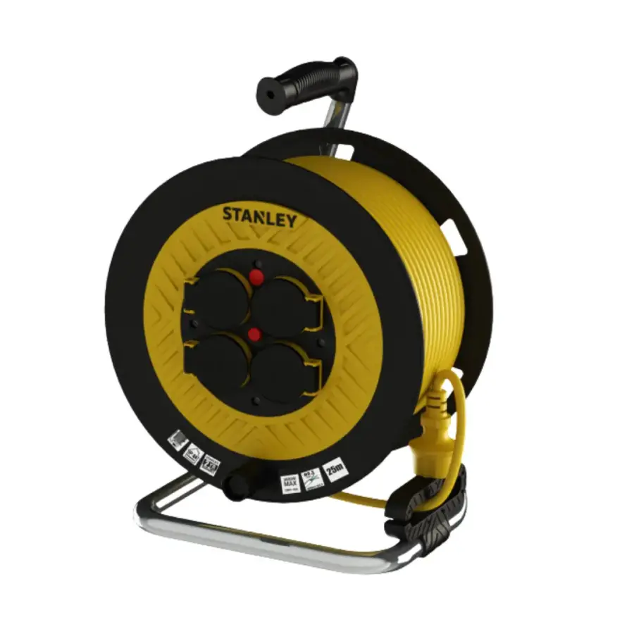 STANLEY 3X1,5 TTR 50 Metre IP44 Plastik Seyyar Makara 4 Soketli