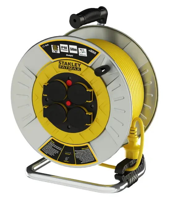 STANLEY 3X2,5 25 Metre TTR IP44 Metal Seyyar Makara 4 Soketli