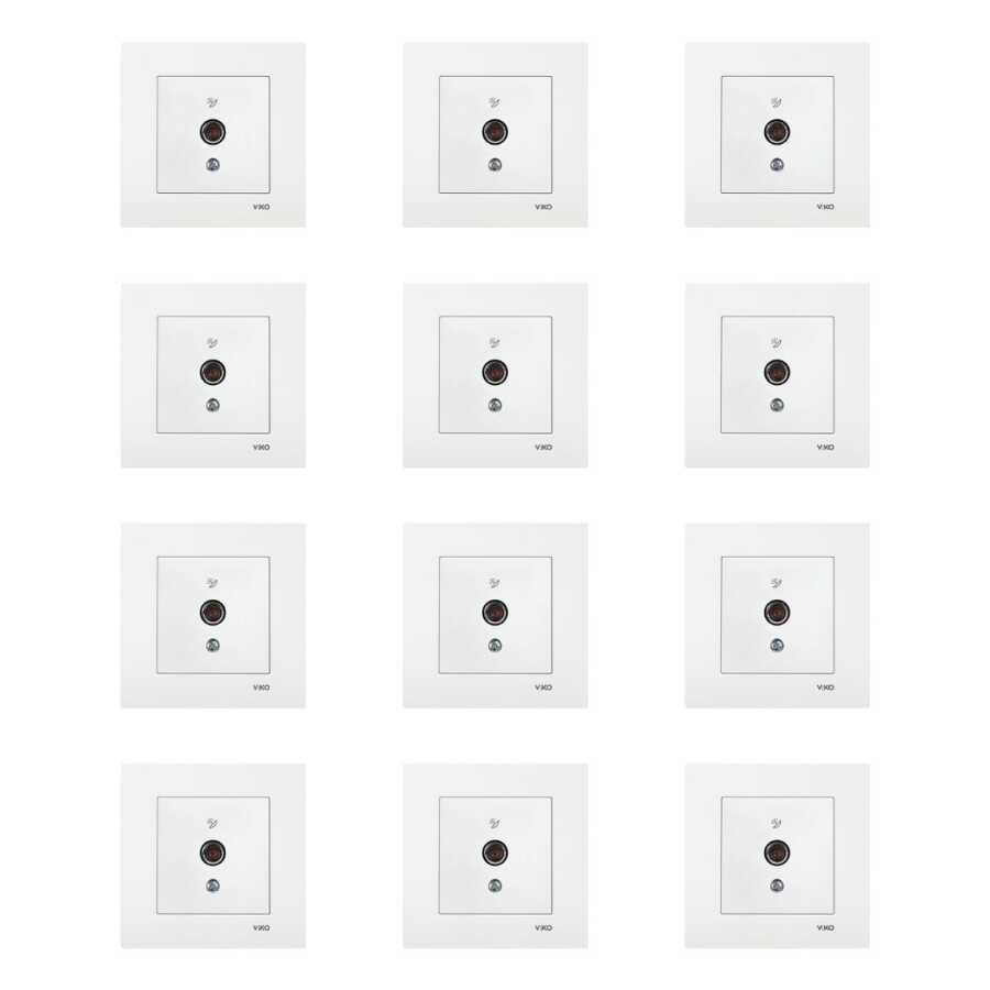 Viko Karre 12'li Beyaz Uydu Prizi F Konnektör - Sonlu Mekanizma (Çerçeve Dahil) 90967009-12